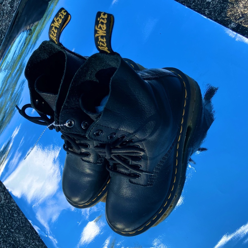 Dr. Martens Black Boots with Yellow Stitching
